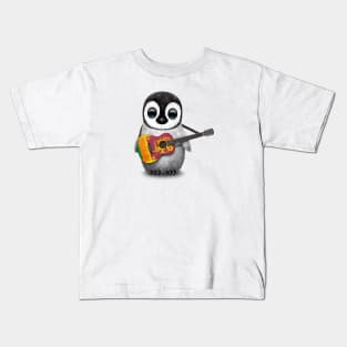 Baby Penguin Playing Sri Lankan Flag Guitar Kids T-Shirt